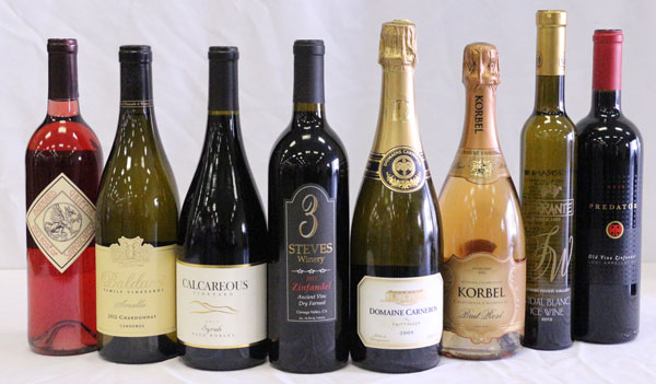 lineup of wines